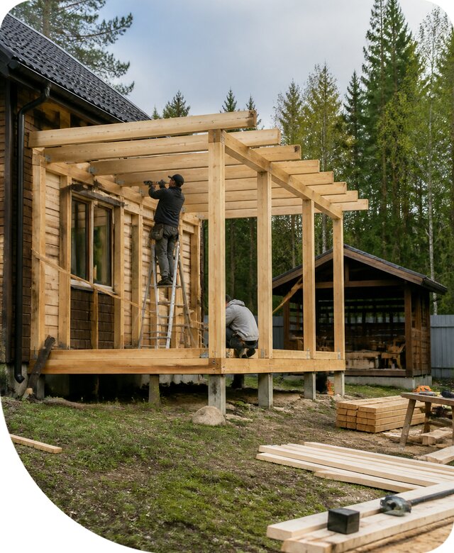 Строительство пристроек и построек на участке в Коркине