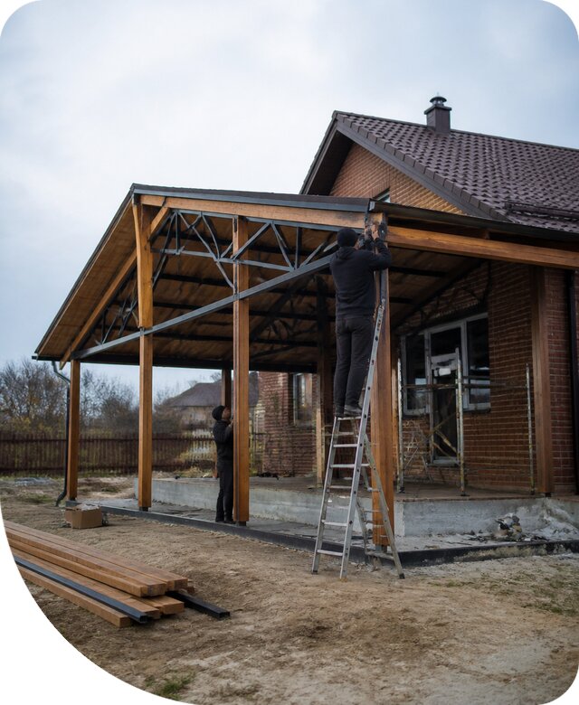 Пристройка навеса к дому и участку в Коркине под ключ